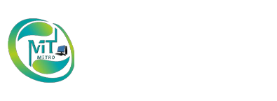Metro Infotech logo with green and yellow connected shapes and bold text.