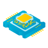 Isometric view of a blue square with a yellow fingerprint and green padlock, symbolizing security and privacy.
                                