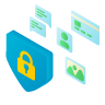 Isometric illustration of a shield with lock and file icons, symbolizing data security and protection.
                                    